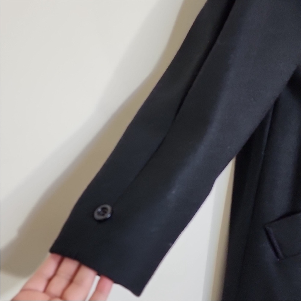 Oversized Vintage Topshop black wool coat sleeve size 6 - Picture 8 of 8